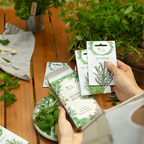 OwnGrown Kräuter Samen Set 12 Sorten Garten und Küchenkräuter Samen - Petersilie, Kräuter der Provence, italienische Kräuter, Koriander Samen, Dill, Kräutersamen für Balkon, und Hochbeet