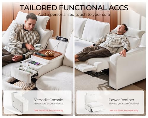 Image of 124.8'' Oversized Modular Sofa Comfy Cloud Couch with Storage, Extra Wide Sectional Sofa for Living Room, Covers Washable, 3-Seater, Chenille, White
