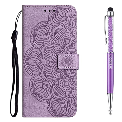 Custodia per Xiaomi Redmi 9T Cover 9T Libro Modello di Mandala Flip Magnetica Portafoglio Flip Case Antiurto Slot per Schede Supporto tpu porpora pelle
