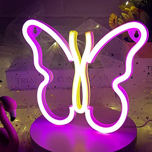 XIYUNTE Butterfly Neon Sign for Bedroom Wall Decor, USB or Battery Powered Butterfly Neon Light Sign, LED Neon Signs Butterfly for Girls Room, Party, Christmas, Wedding Decor, Pink&Warm White XIYUNTE Butterfly Neon Sign for Bedroom Wall Decor, USB or Battery Powered Butterfly Neon Light Sign, LED Neon Signs Butterfly for Girls Room, Party, Christmas, Wedding Decor, Pink&Warm White