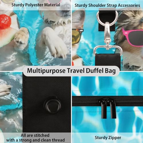 Travel Duffel Bag, Cute Animal Dog Cat Tropical Sports Tote Gym Bag Foldable Western Aztec Weekender Bag Carry on Luggage Handle Bag Overnight Shoulder Bag for Women Men,A-13303