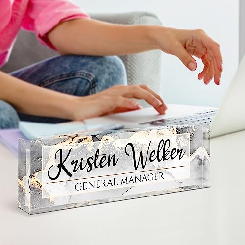 Image of Name Plate for Desk, Desk Name Plate Personalized, Office Decor for Women Men, Acrylic Desktop Accessories, Office Gifts for Boss Nurse Teacher Coworker, Employee Appreciation Gift (Silver /Gold)
