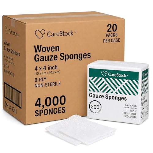 Algodón de gasa CareStock, compresas de gasa tejida de 4x4 pulgadas, 8 capas, 4000 unidades
