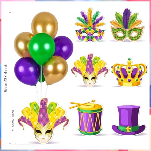 Image of 6 Sets Balloon Stand Kit for Table Mardi Gras Table Decorations Mardi Gras Table Centerpieces with Balloon Gold Green Purple Float Carnival Fat Tuesday Party Supplies Decoration
