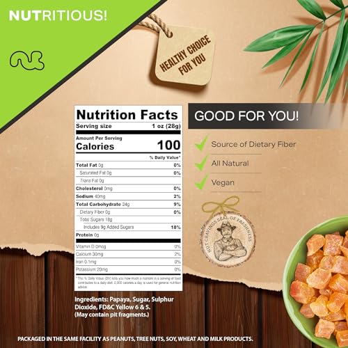 Nut Cravings NC-DRIED-PAPAYA-16 Dry Fruits - Sun Dried Papaya Chunks thumb #3