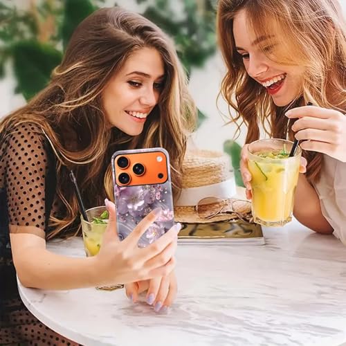 Coque iPhone 17 Pro Max 6.9" paillettes rose fleur marbre antichoc hybride - 7