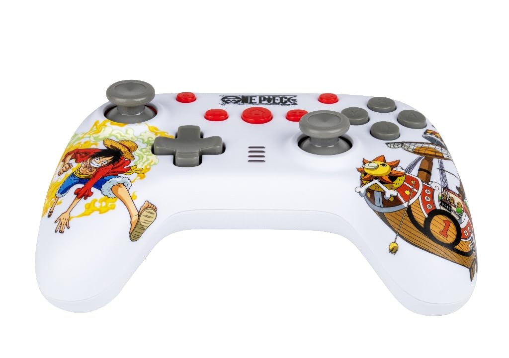 Konix One Piece Wired Controller für Nintendo Switch, OLED Switch und PC - Vibrationsfunktion - 3 m Kabel - Luffy-Motiv - Weiß