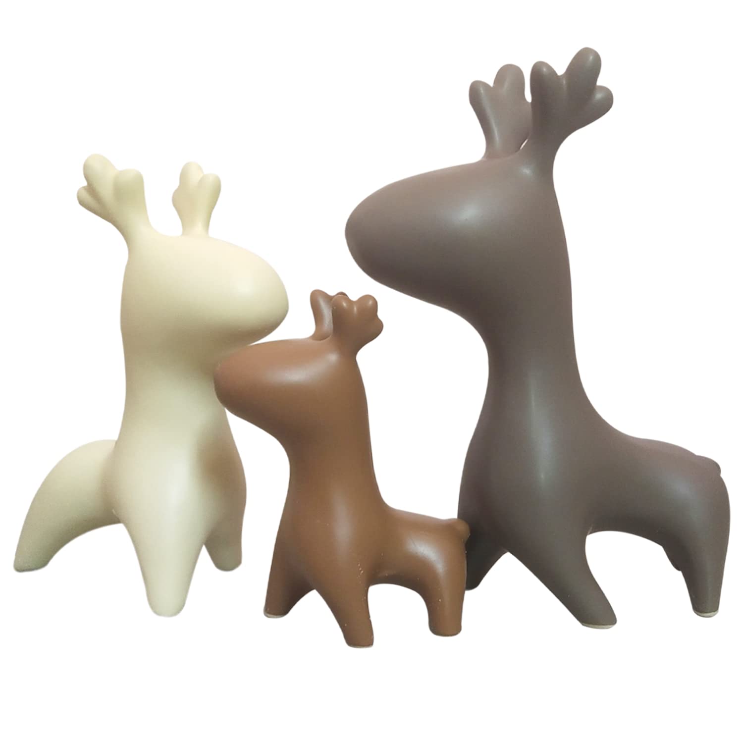 Sponsored Ad - Home Décor Elk Family Matte Finish Ceramic Figurines - (Set of 3, Matte Brown)