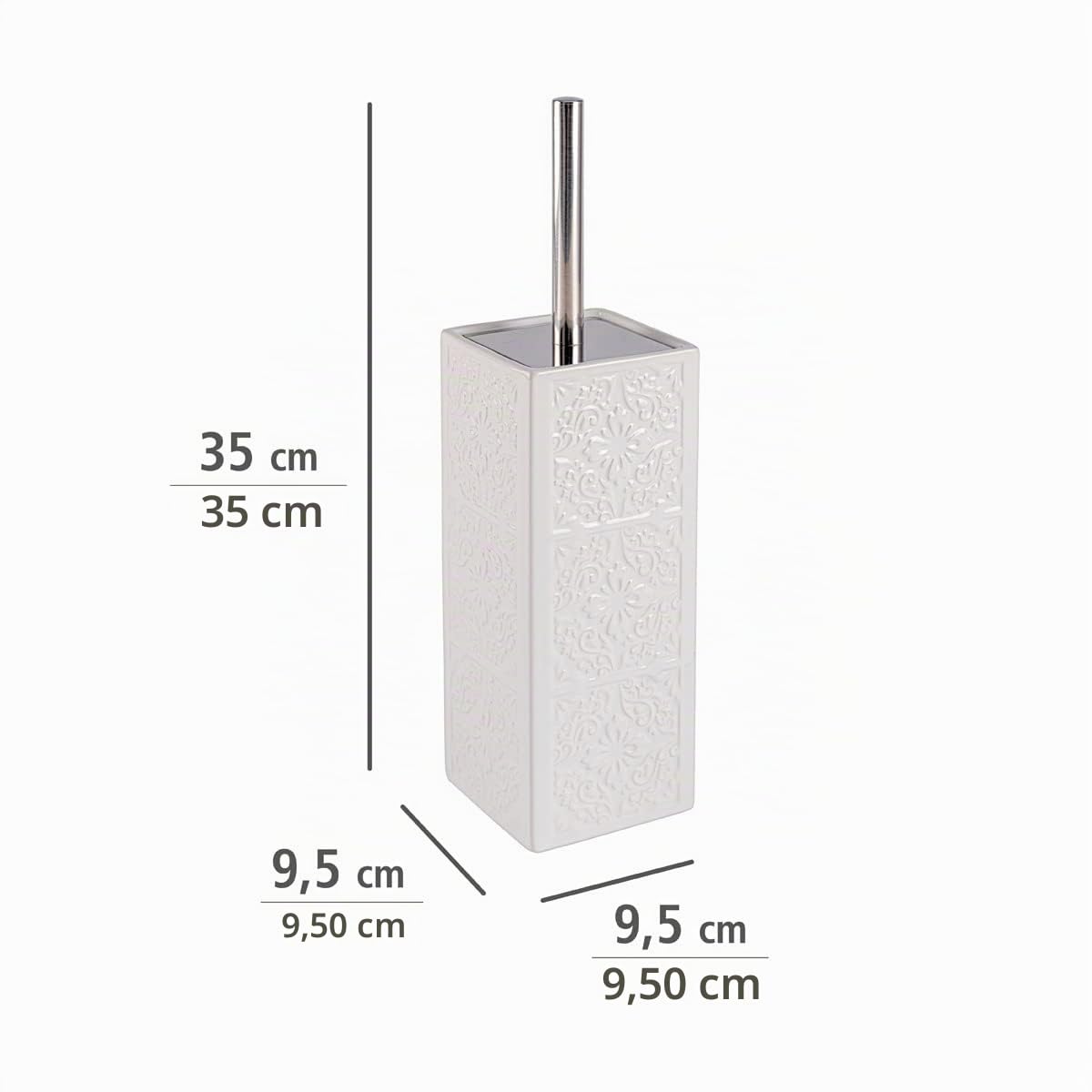WENKO Portascopino WC Cordoba bianco ceramica, Ceramica, 9.5 x 35 x 9.5 cm, Bianco