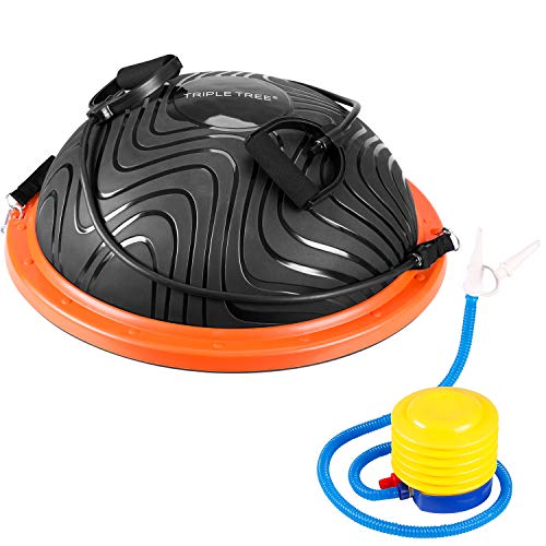 ADOVA Half Ball Balance Trainer, Balance Trainer Half Ball with Resistance Bands 5MM Thickened Anti Slip Yoga Balance Ball with Pump Half Balance Ball for Stability, Core Training Home Fitness