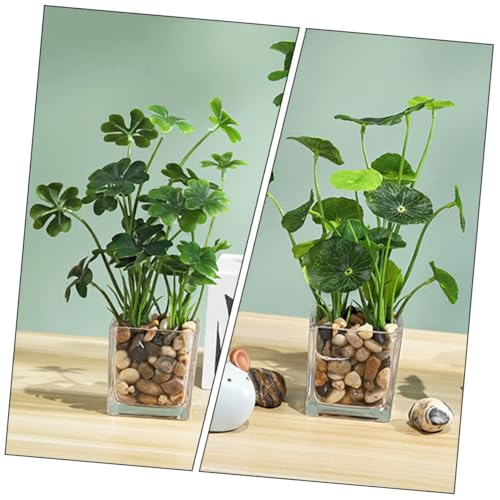 STOBOK フェイク観葉植物鉢植え ミニ盆栽グリーンプラント 小型人工植物 インテリア装飾用 ホームとオフィス向け 2個セット [4]