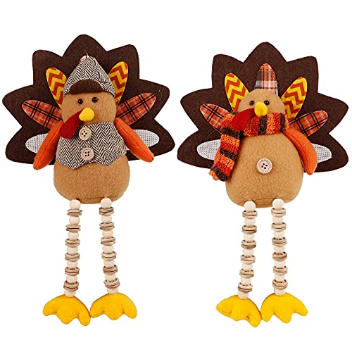 winemana-Thanksgiving-Decorations-Set-of-2-Turkeys-with-Dangling-Legs-Mr-and-Mrs-Turkey-Couple-Plush-Tabletop-Centerpieces-for-Fall-Harvest-Home-Kitchen-Shelf winemana Thanksgiving Decorations Set of 2 Turkeys with Dangling Legs Mr and Mrs Turkey Couple Plush Tabletop Centerpieces for Fall Harvest Home Kitchen Shelf