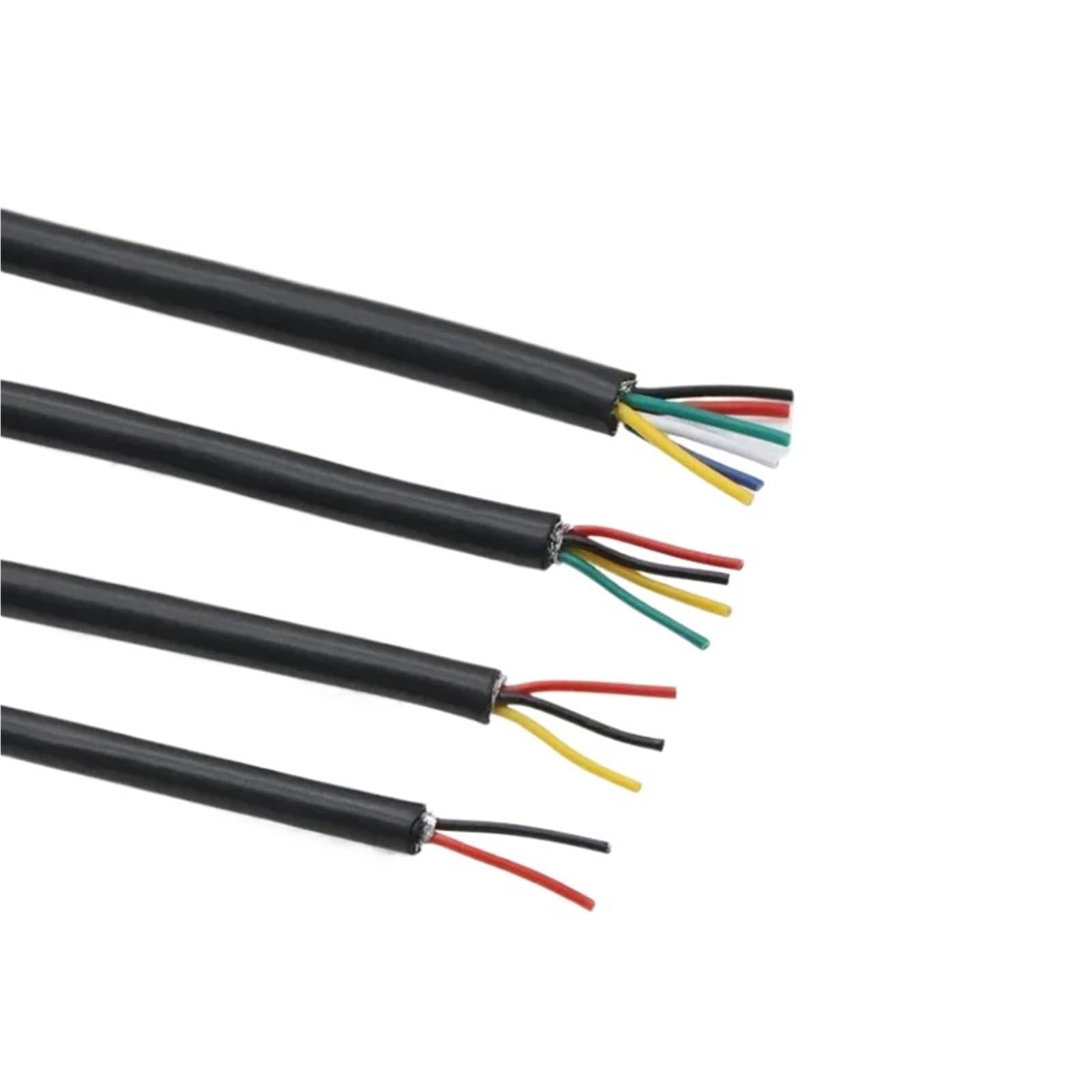 Cable de cobre puro apantallado, cable de control de señal de audio de par trenzado blindado UL2464, 22-26 AWG, 2-8 núcleos, 5-10 m, color negro(24awg,5 METERS 8)