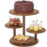 CILLNKKS 4 Tier Wooden Cupcake Stand for 50 Cupcakes or 12 Inch Cakes, Rustic Cupcake Tower Table Di