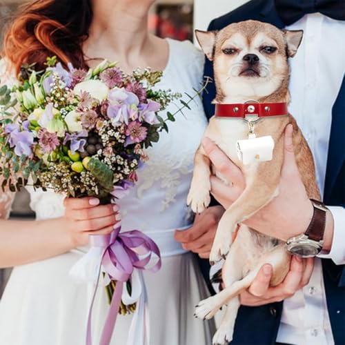 JYNVO Weißer Ringhalter für Hunde, Leder, Ehering-Pad, Box für Haustier, Ringhalter-Pad für Hundehalsband, Ehering-Tasche, Hochzeitszubehör, Geschenk