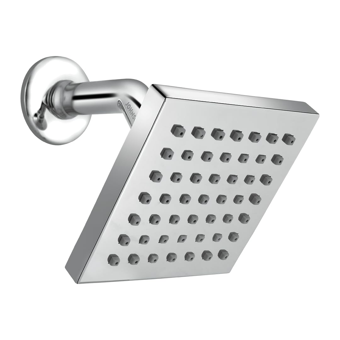 Johnson Ocean Square Overhead Shower without Shower Arm| ABS Material |Rotating head Overhead Shower|Single-Flow Setting |Anti-Corrosion | 1 Year Warranty (S0506CAMZ- Chrome)
