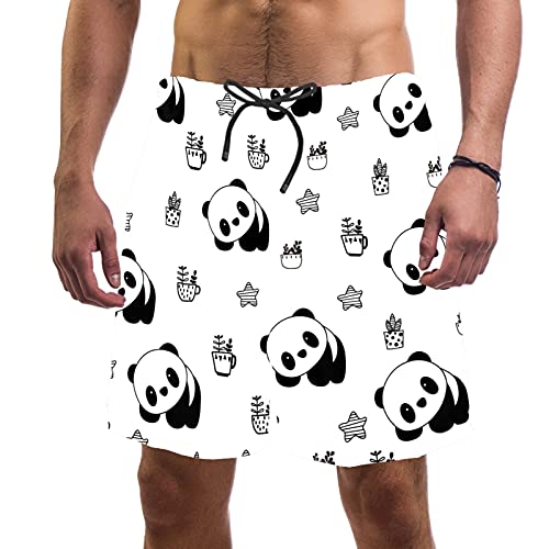 Short de bain homme panda et étoiles en maille respirante taille S