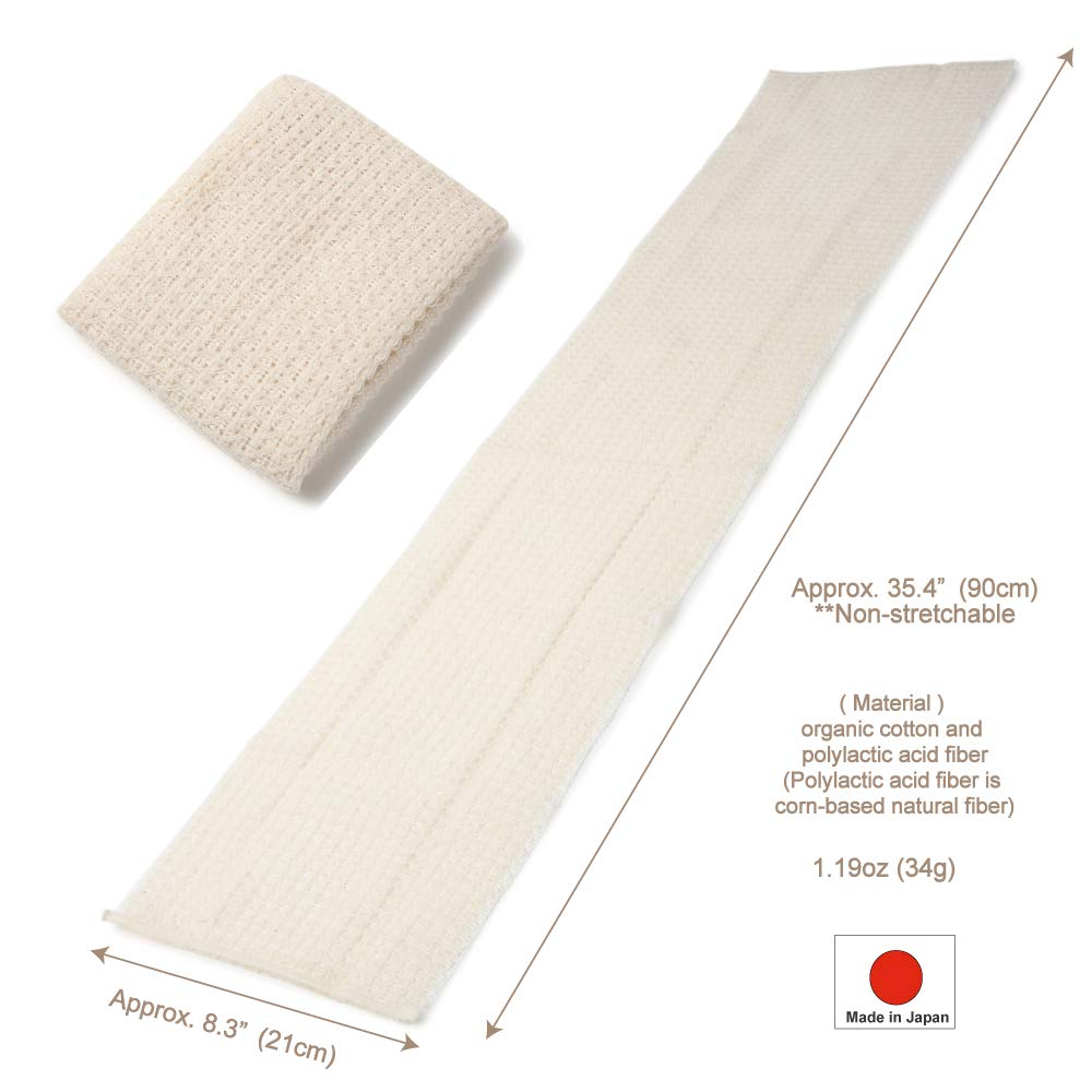 Paño exfoliante [fabricado en Japón] Esponja exfoliante corporal sin plástico, 100% natural y a base de plantas [lufa natural para mujeres y hombres] (algodón orgánico)
