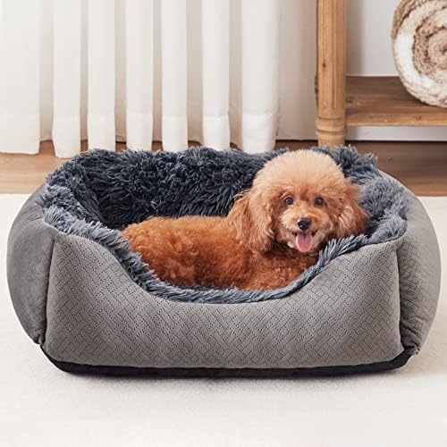 NVENHO Medium Dog Bed for Medium Small Large Dogs, Rectangle Washable Dog Bed, Orthopedic Dog Sofa Bed, Durable Plush Pet Bed, Soft Calming Sleeping Puppy Bed with Anti-Slip Bottom M(25"x21"x8")