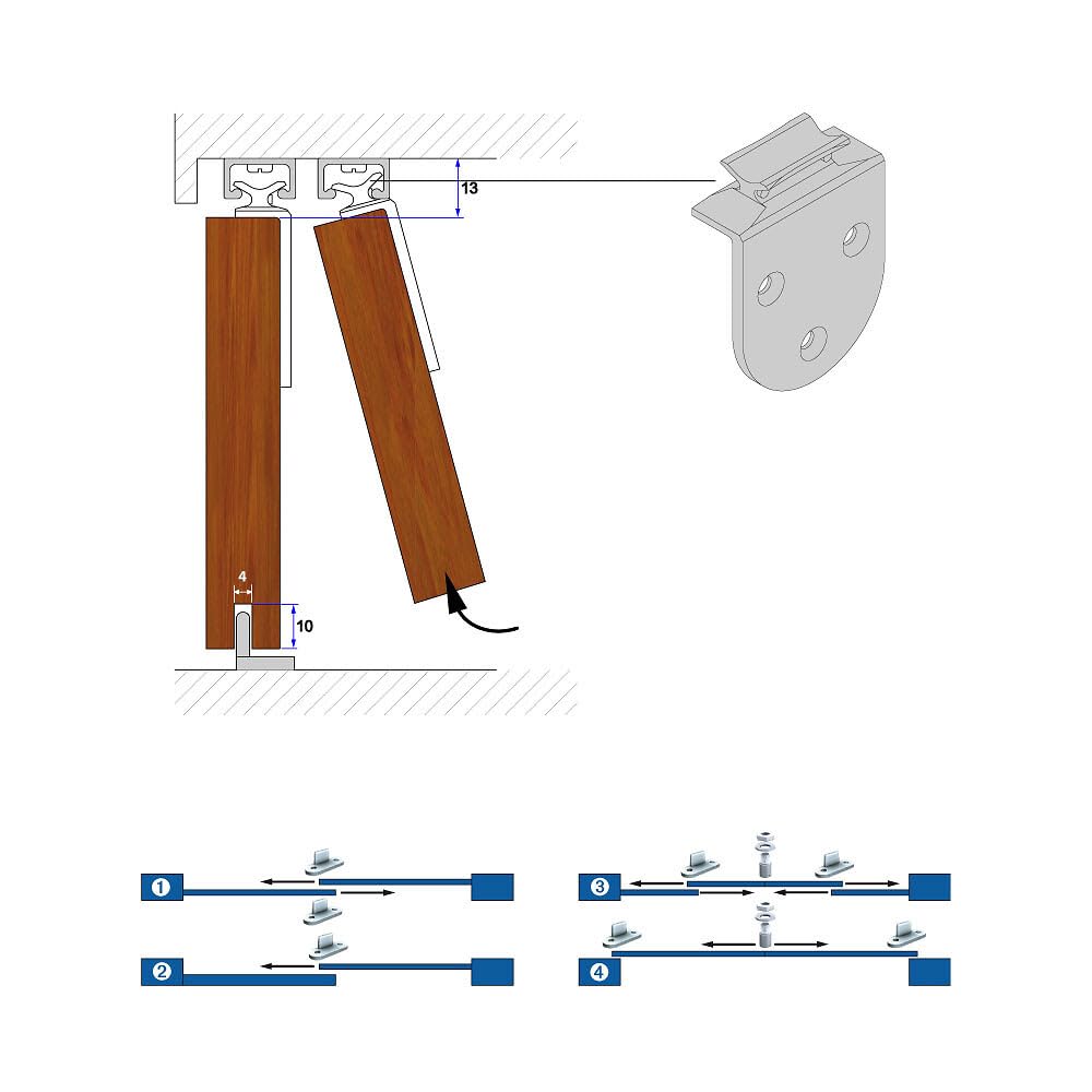 Système coulissant SLID'UP 1900 pour 2 portes de placard - rail 1,5 m aluminium - 6 kg