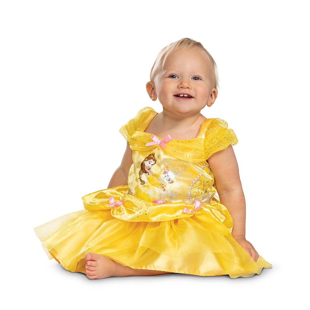 Disguise Disney Princess Belle Infant Dress Up, Official Disney License Infant Fancy Dress Costume for Girls Inspired by Disney's Beauty and the Beast, Size 12-18 Months