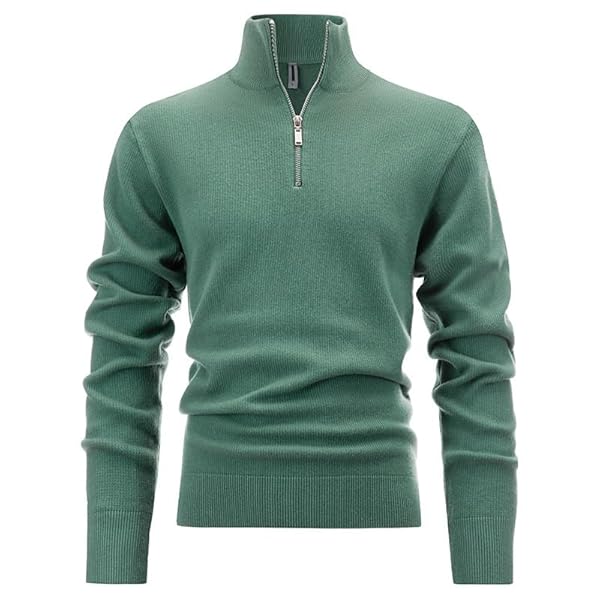 Men's Stand Up Collar Sweater Half Zipper Color Blocked Knit Sweaters Men Clothing