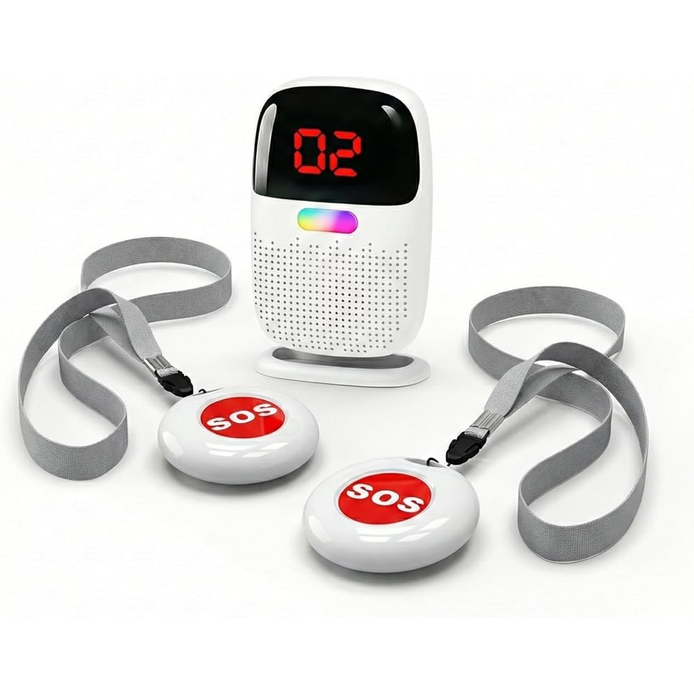 Xnuiasqe Rechargeable Caregiver Pager Wireless Call Button For Elderly, 1640Ft Range Alert System For Seniors No Monthly Fee