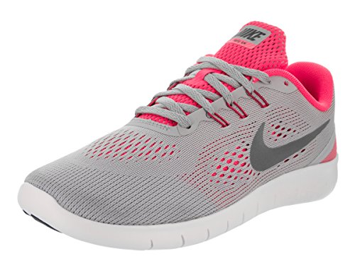 Nike Kids Free Rn (GS) Wolf Grey/Metallic Silver Running Shoe 7 Kids US