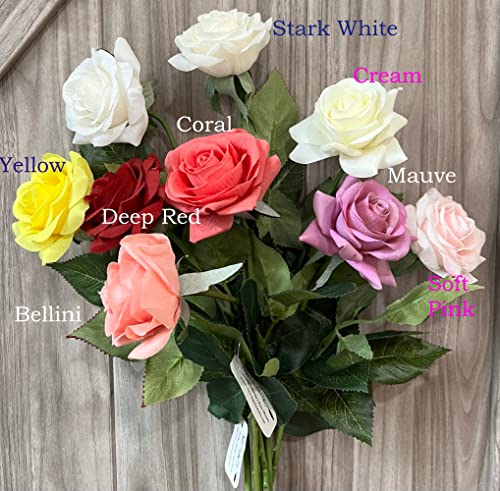 Angel Isabella, Llc Real Touch Rose - 1 Dozen(12 Stems) Life-Like Realistic Touch Artificial Flowers For Decor, Wedding, Crafts (Coral) #TOP4