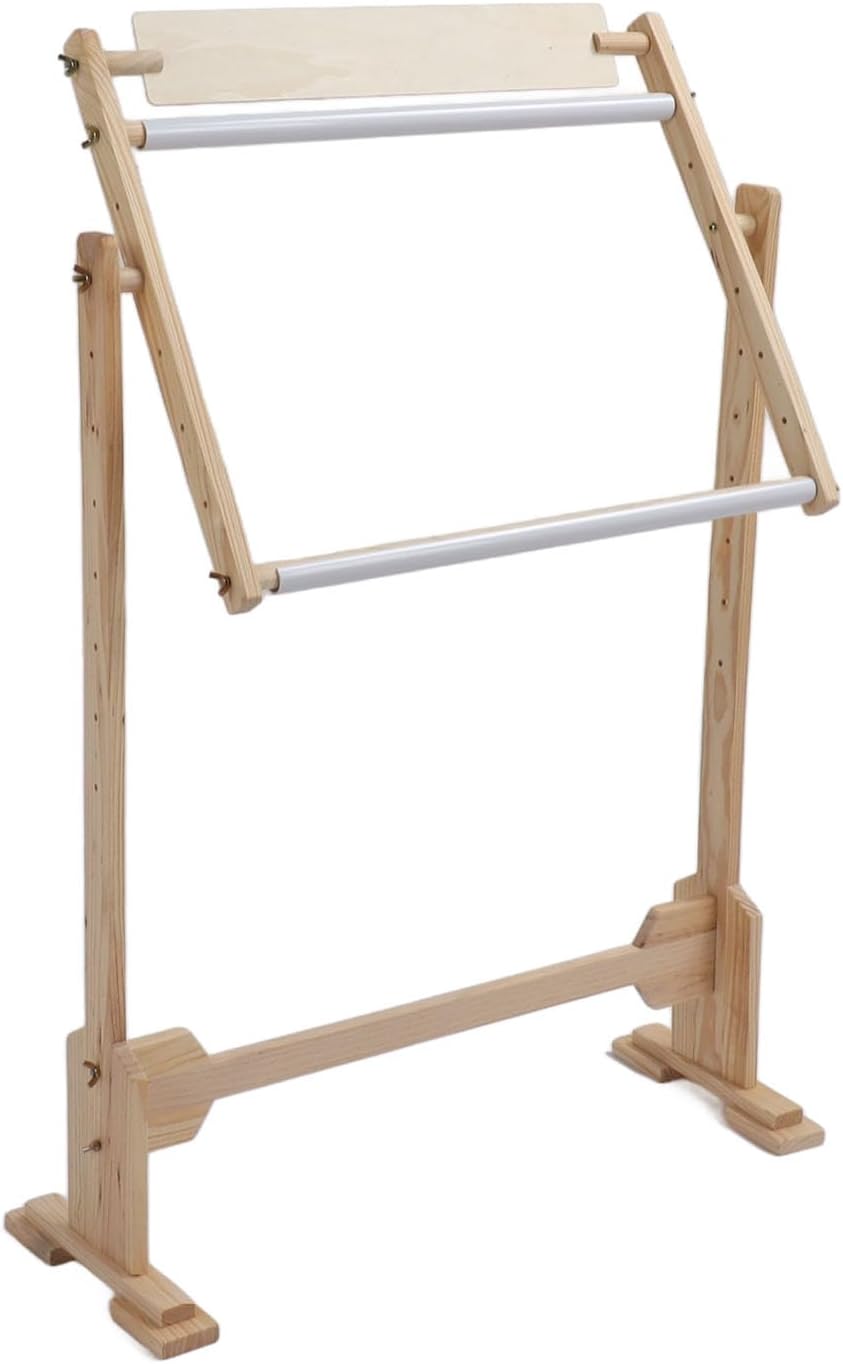Adjustable Embroidery Stand, 360° Rotated Cross Stitch Stand, Wooden Frame Cross Stitch Floor Stand Needlework Stand Holder Lap Table Craft Sewing Tool for Art Craft Sewing