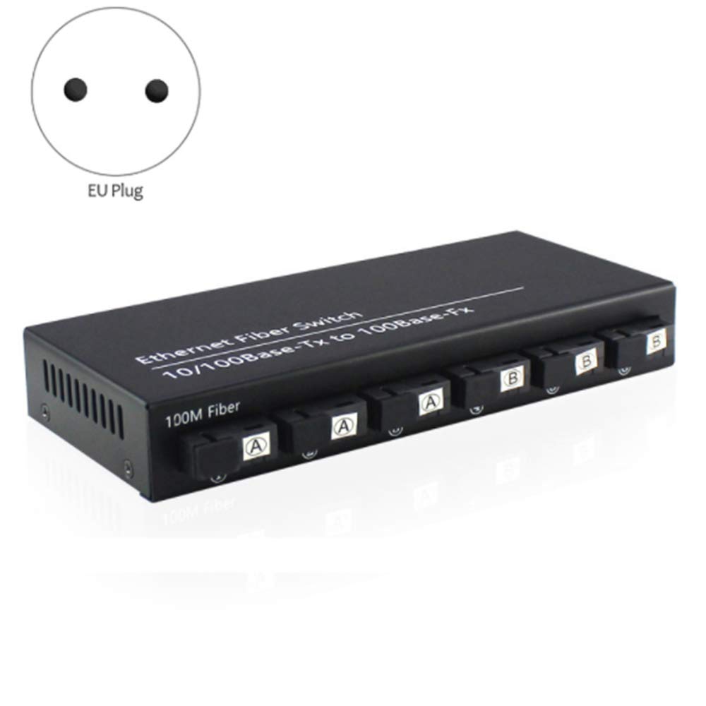 Commutateur Fast Ethernet 10 / 100M Convertir 20KM Convertisseur de MéDia à Fibre Optique en Mode Unique 2XRJ45 et 6XSC 3A3B-EU Plug