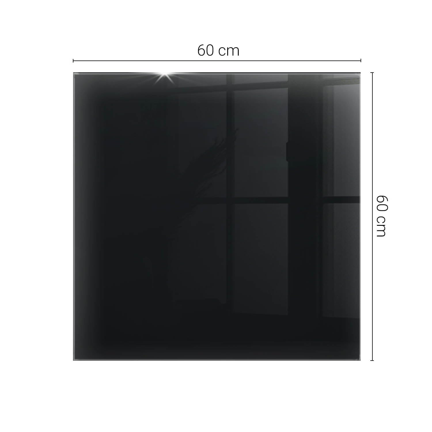 Plaque de Verre Trempé Carrée 60x60 cm | Protection de Remplacement | Installation Facile | avec Coussinets Antidérapants | Bords Polis | Idéal pour Le Salon | Style Moderne - Noir Lisse