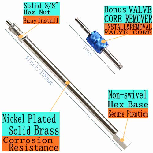 4Inch Dually Valve Stem Extenders,Set Of 2Pcs,Heavey Duty,100Mm Straight Metal Dual Wheel Valve Stem Extensions For Truck Tires, Rv Tires, Motorhome, Coach, Pickup, Motorcycle, Bike, Trailer #TOP1