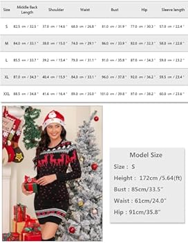 Totatuit Kersttrui-jurk voor dames, nauwsluitend, ronde hals