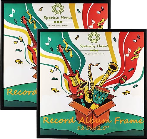 SparklyHome 2 Packs,12.5x12.5 Black Aluminum Metal Vinyl Record Album Frame, Display Music Vinyl LP...