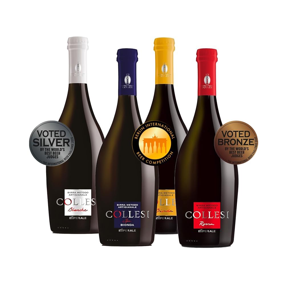Birra Artigianale Collesi – Confezione Degustazione 4 Birre - IPA, Rossa, Bionda, Blanche – Confezione da 4 Bottiglie - 500 ml