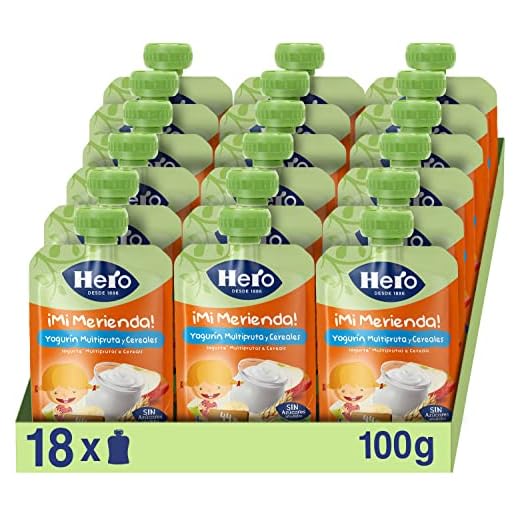 Hero Baby Mi Merienda Bolsitas de Yogurín Multifrutas y Cereales - Pack de 18x100gr