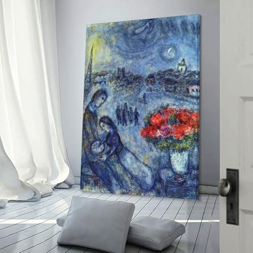 Poster Marc Chagall jeunes mariés à Paris toile 40x60 cm - 3