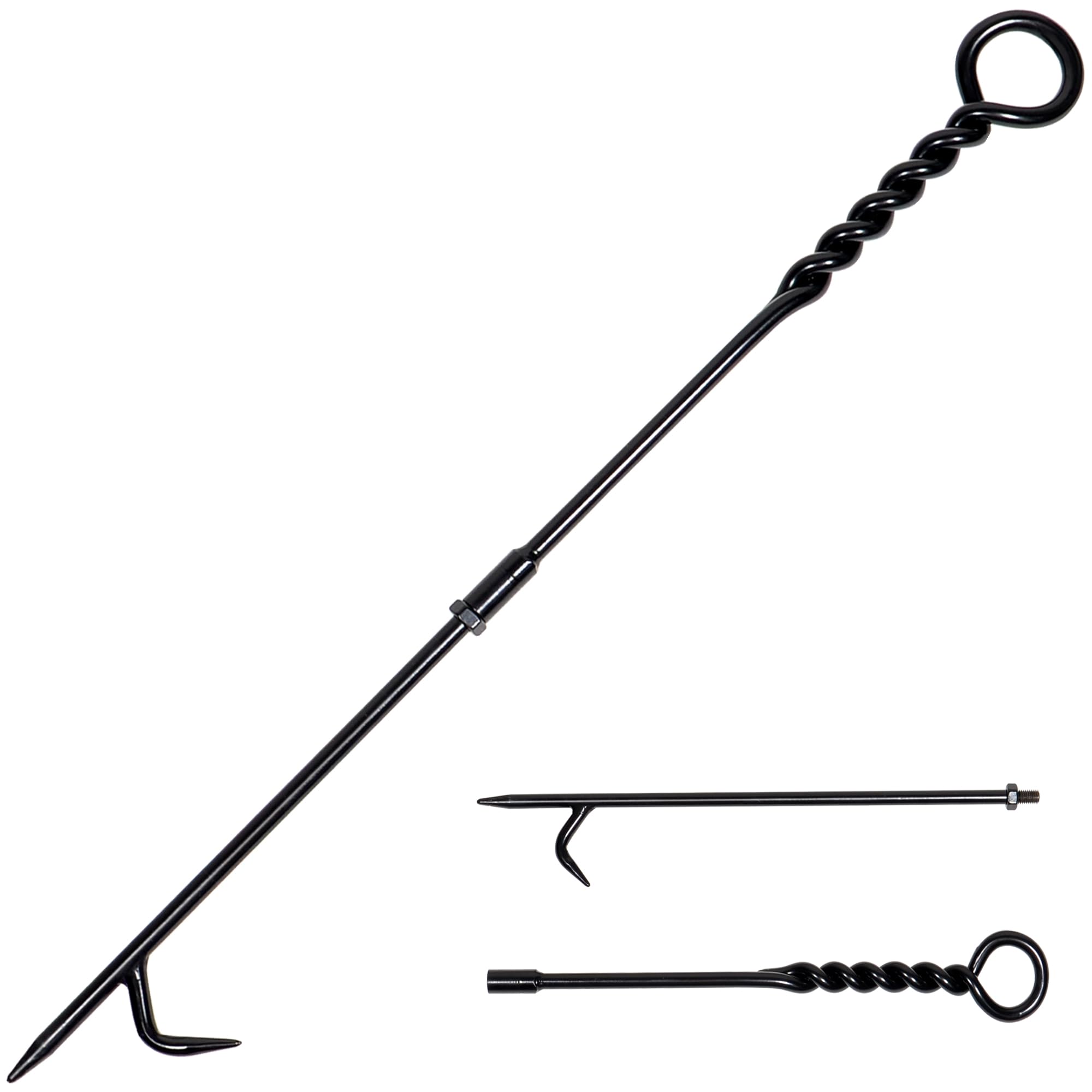 Fire Poker for Fire Pit, 26inch Twisted Rope Design Fireplace Poker, Removable and Portable Fire Pit Accessories, Heavy Duty Solid Steel Fireplace Camping Fire Tool, Rust-Resistant Black Finish