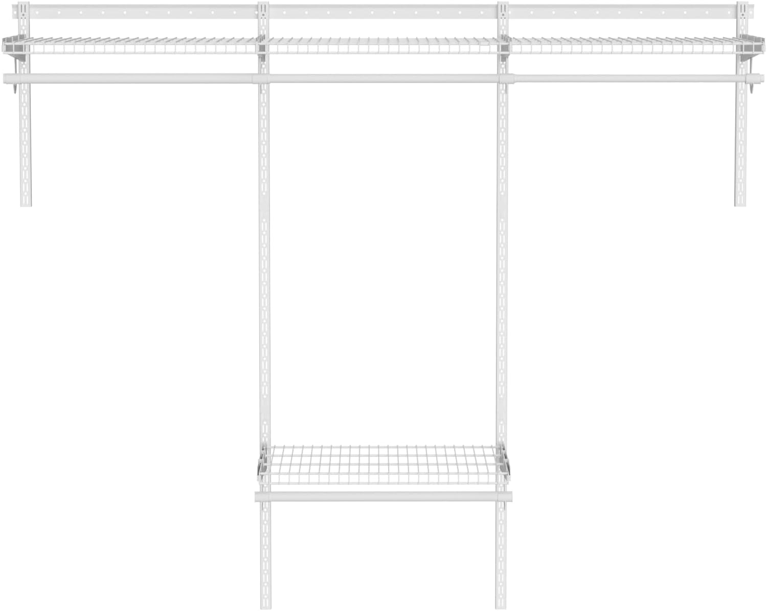 Closet System Shelves 4 8FT, Adjustable Metal Wire Shelving, Wall Mounted Closets Kit with Expandable Hanging Rod, DIY Organization Rack for Walk in,Built in Wardrobe of Bedroom, Laundry