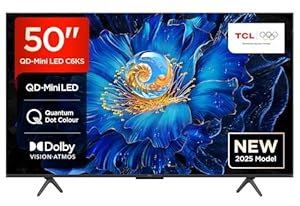 TCL 50C6KS-UK QD-Mini LED TV, 4K HDR Premium, Powered by Google TV (Dolby Vision & Atmos, Hands-Free Voice Control, Apple AirPlay 2 & Alexa，2025 New Model)