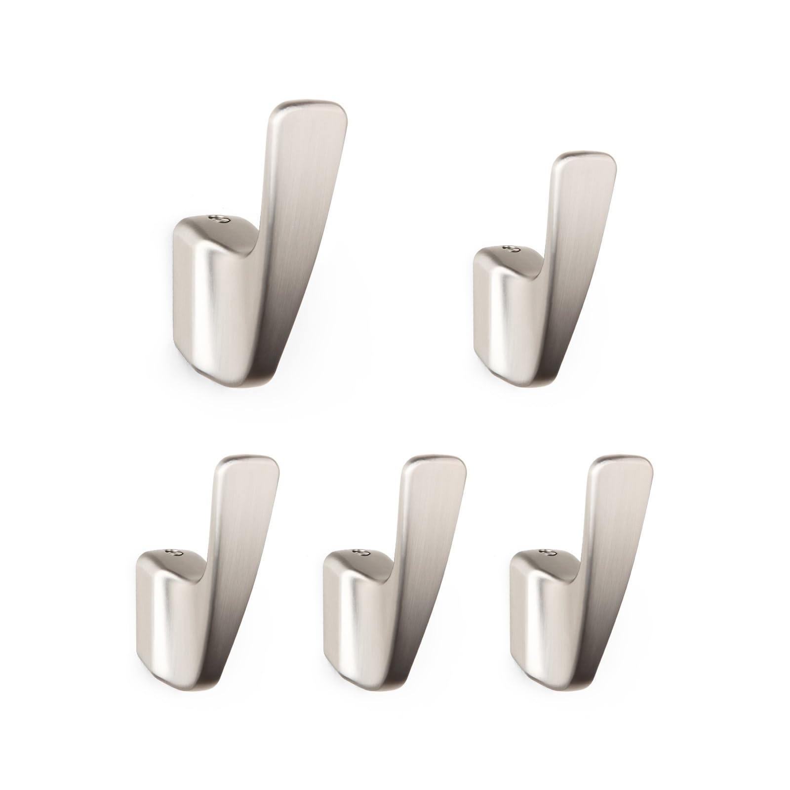 Dhetye Brushed Nickel 5Pcs Coat Rack Wall Hooks Coat Rack,Wall Hooks,Matte Gold Storage Towel Holder(Brushed Nickel 5Pcs)