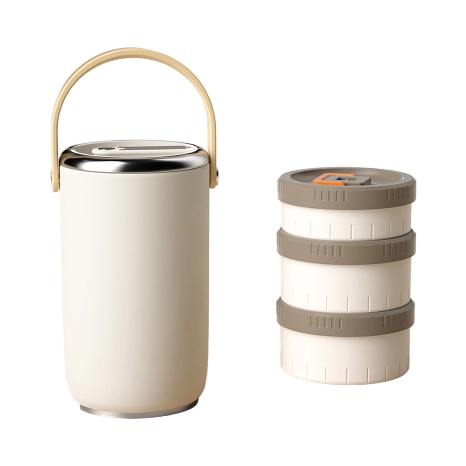 Buxuaaaa Insulated Food Carriers Multiple Compartments Nonrust Steel Thermal Jar Vacuum Seal Leak Proof for Travel Camping Nonrust Steel Stackable Food Jar