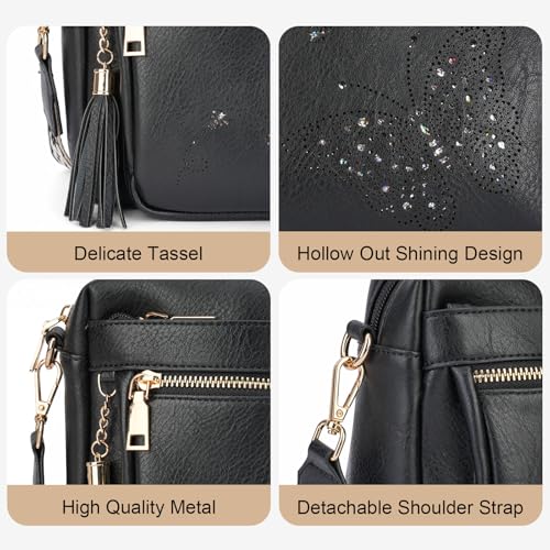 Image of KITEVIUN Crossbody Bags for Women Trendy Leather Crossbody Purse Shoulder Handbags Butterfly Design