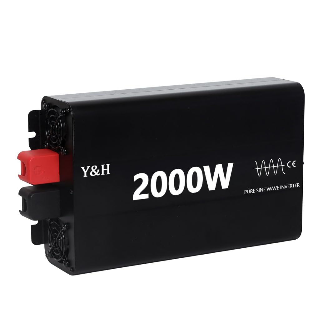 Y&H 2000W Pure Sine Wave Inverter DC12V to AC230V Power Converter for Home Backup Power, RV, Truck,Off-Grid Solar Systems