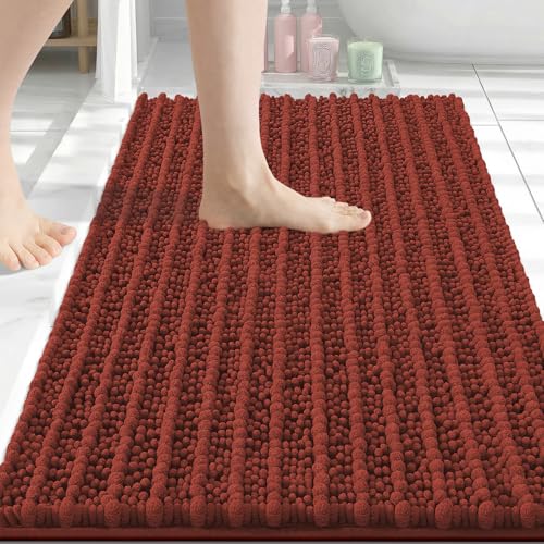 Image of Arotive Luxury Bathroom Rugs 30x20, Extra Soft Thick Absorbent Shaggy Chenille Bath Rugs, Machine Wash Dry, Bath Mats for Bathroom Floor, Tub and Shower, Home Decor Accessories, Rustic Terracott