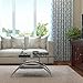 Ryan Rove Cleveland Oval Glass Coffee Table - Modern Home Decor with Black Mesh Magazine Storage Rack - Furniture for Living Room, Bedroom and Office - Center or Side Tables for Sofa - Silver Frame
