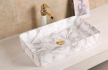 MOST Tabletop Bathroom Sink, White, Metallic Finish