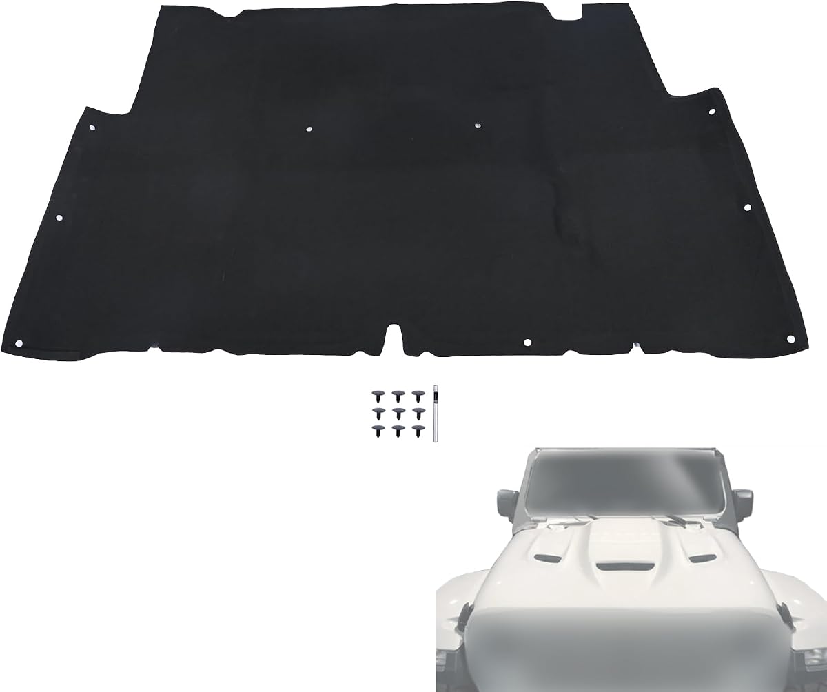 Hood Insulation Pad Compatible with Jeep Wrangler JL 2018-2026 | Gladiator JT 2021-2026, 68292167AA 68292167AB 68292167AC Engine Hood Silencer Panel Pad Heat Liner Sound Deadening Cotton