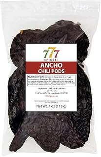 4oz Ancho Poblano Dried Whole Chiles Peppers, Chili Pods for Authentic Mexican Food, Chile Seco